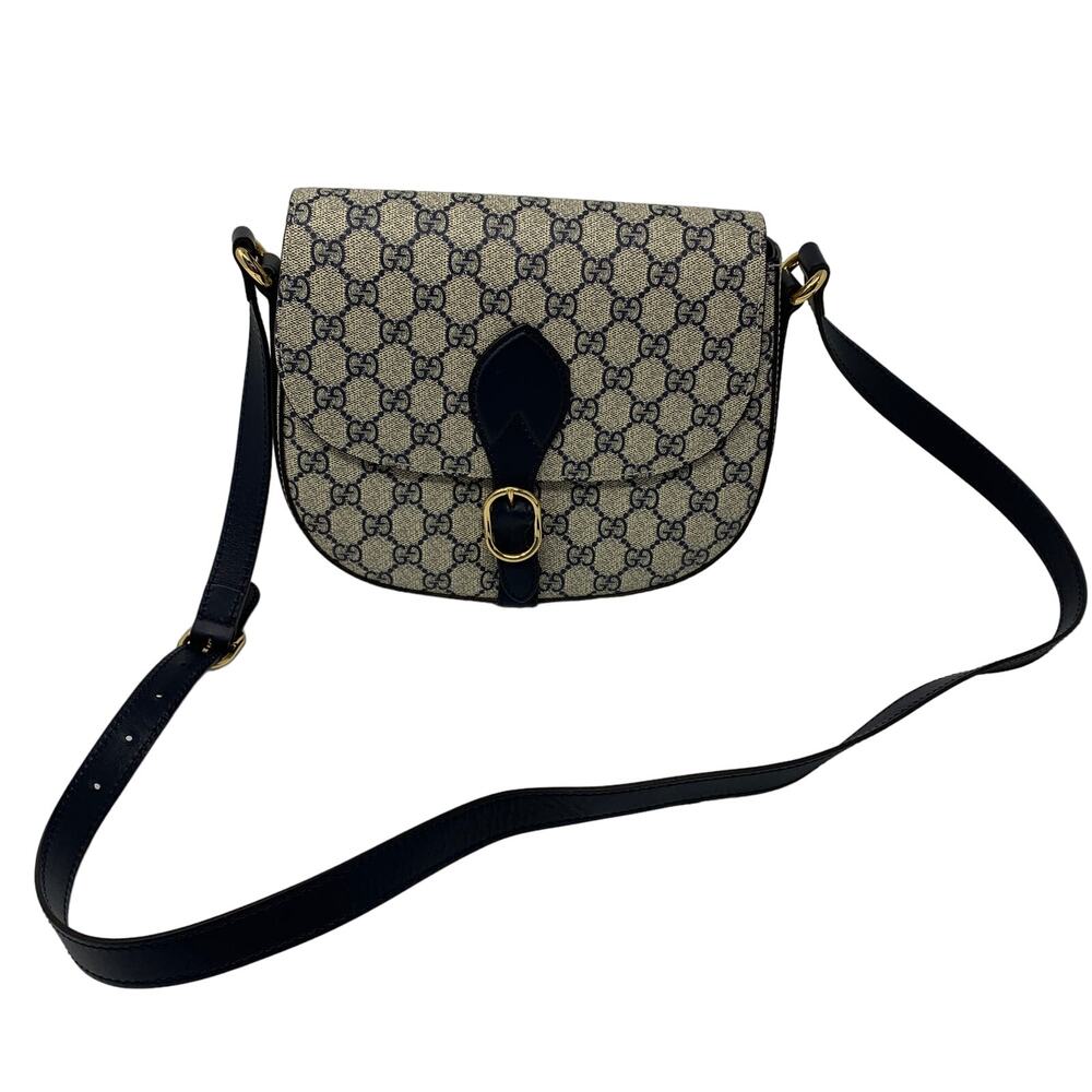Gucci Linea A S16 Bag Supreme/Moon Beige Blue Saddlebag Purse